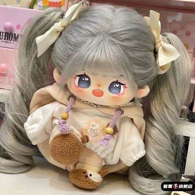 棉花娃娃公仔玩偶头发假发马尾长发双马尾女孩20cm棉花糖娃缺牙巴
