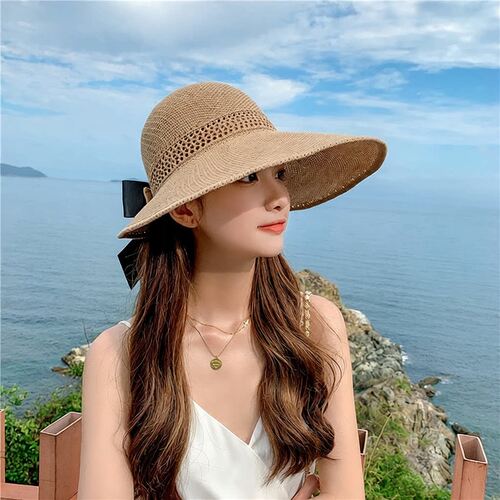 遮阳帽女空顶帽卷卷遮阳帽大帽簷防晒帽子夏季凉帽时尚百搭可折叠
