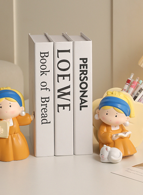 优选创意高档珍珠女孩笔筒书挡摆件家居书桌面收纳装饰品女生生日