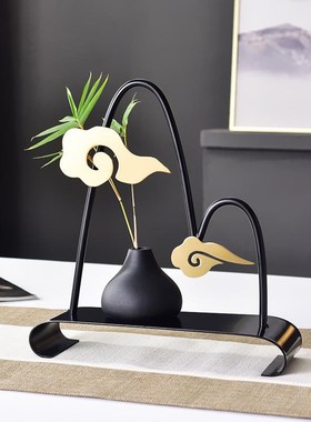 优选新中式茶室角几装饰品云山景色家居客厅创意花插花器玄关酒柜