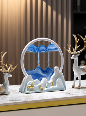 优选招财鹿流沙画摆件家居客厅玄关柜电视柜装饰品办公室乔迁开业