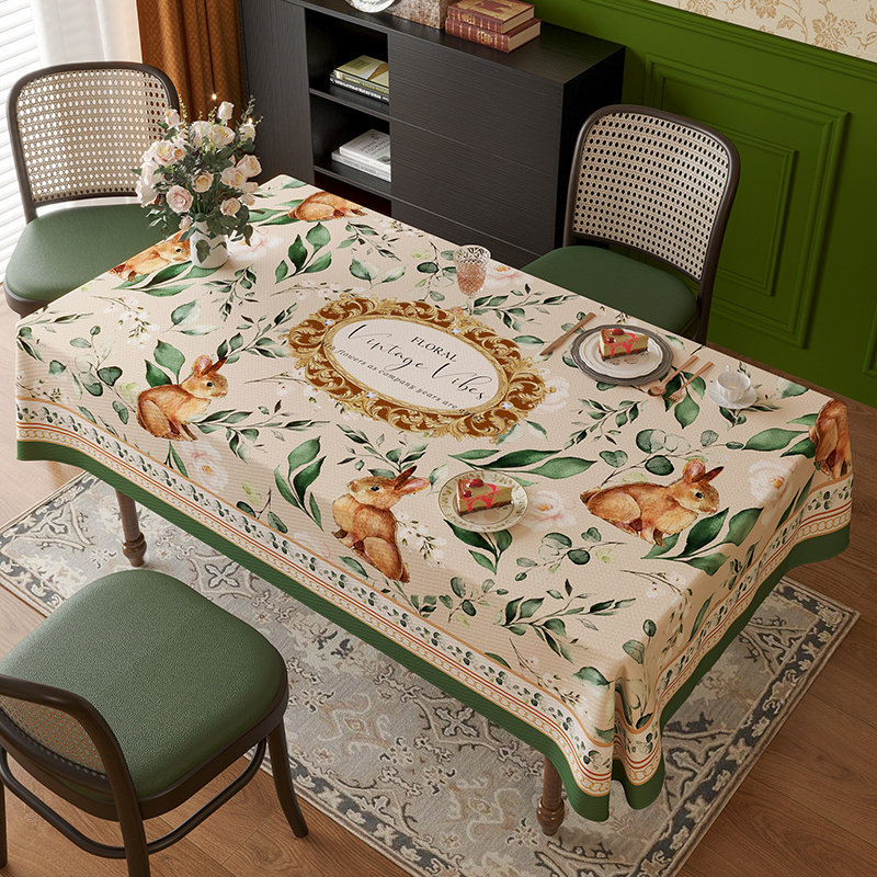 优选法式高级感短绒雪尼尔防水餐桌布田园有光泽氛围感复古隔热防