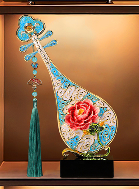 优选珐琅彩琵琶小摆件新中式高档玄关家居客厅装饰艺术酒柜饰品高