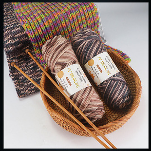 3股100g/团花驼羊毛线棒针线手工编织毛衣围巾线外套开衫羊毛线