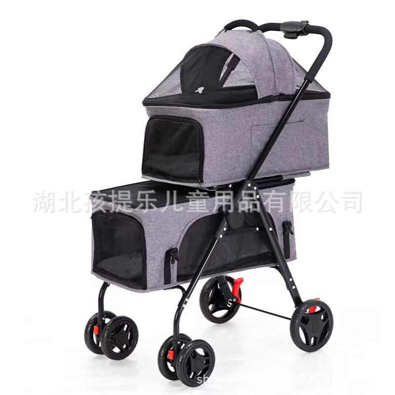 Doogo宠物推车四轮手推车轻便折叠可分离式双层宠物外出