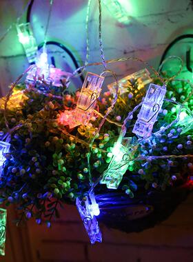 创意照片夹子灯led彩灯派串对圣诞装饰照墙片夹子NFP内灯求婚室布