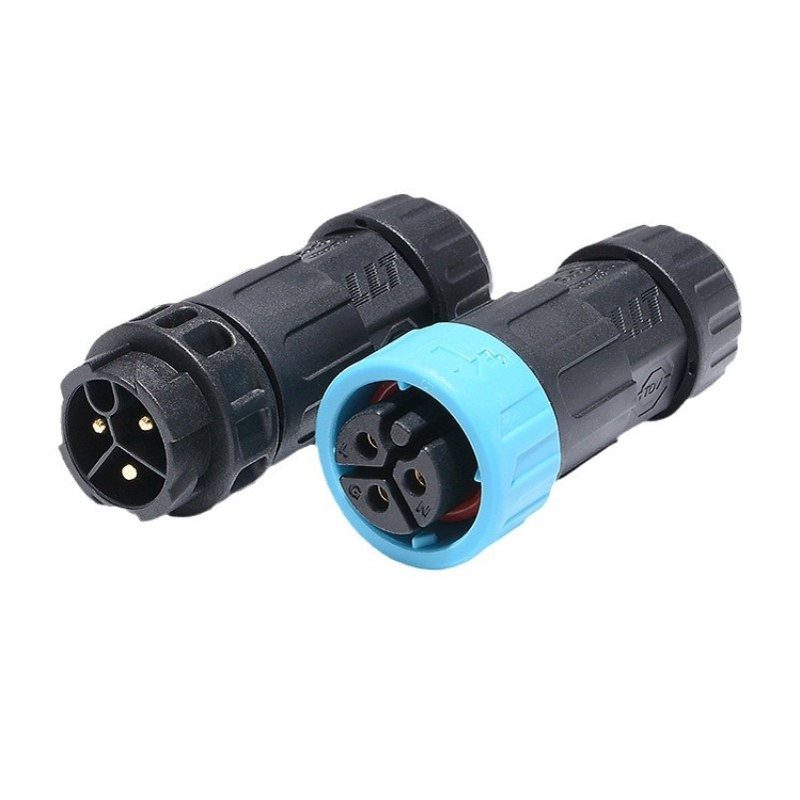 供应LLT-M19对接自锁式防水连接器 3P 草坪灯使用线缆防水接头
