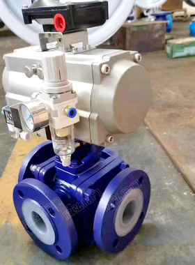 Q644F46气动衬氟三通球阀 不锈钢L型三通阀 欣弘阀门