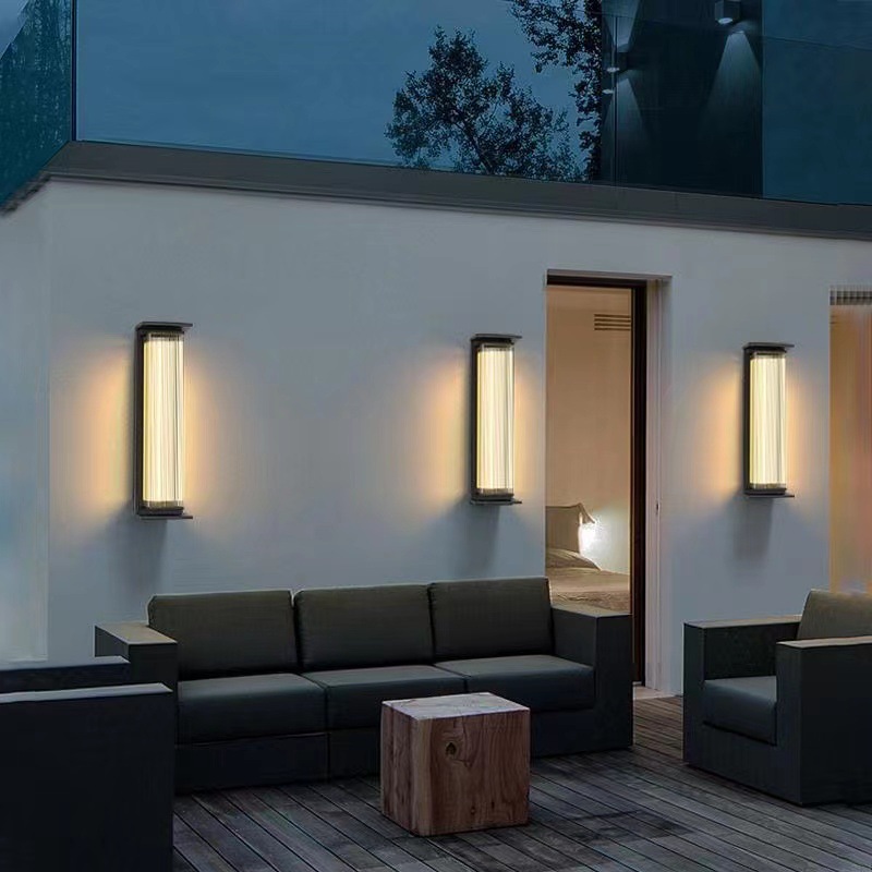 太阳能户外防水不锈钢壁灯别墅大门长条壁灯室外轻奢花园庭院防雨