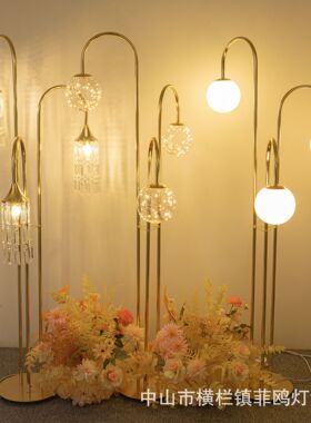 婚庆道具铁艺电镀3头时空铜丝灯泡路引婚礼场地布置装饰路引摆件