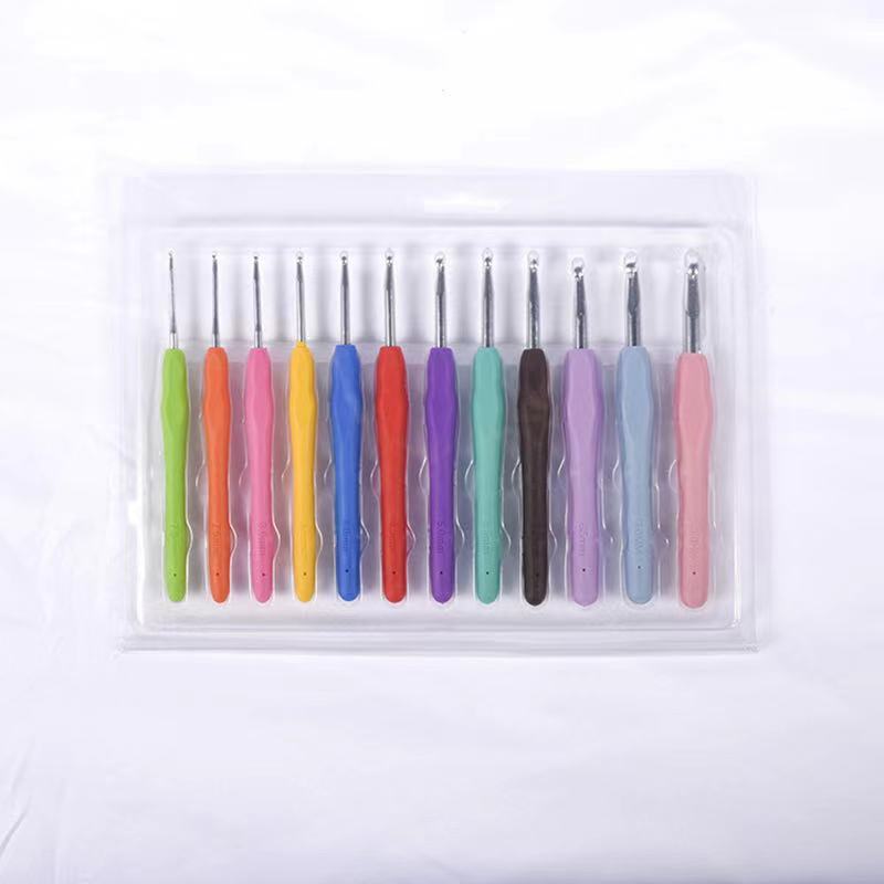 厂家热销批发高挡.软柄实心钩针套装 家用钩针编织工具12支泡壳装