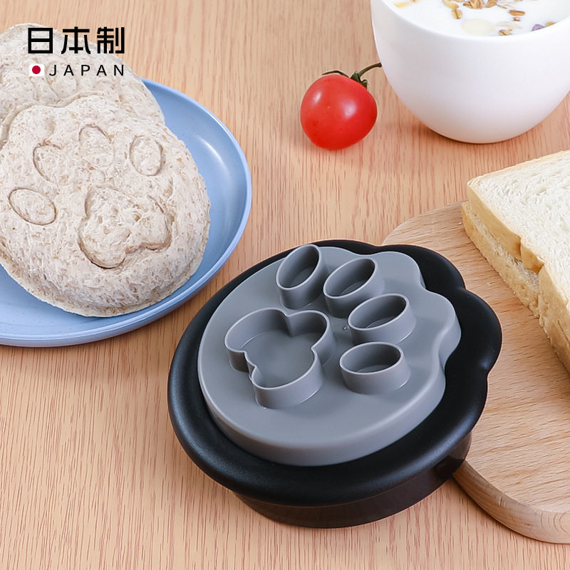 日本进口贝印三明治模具小黑猫厨房工具用品 猫腳掌造型三文治模