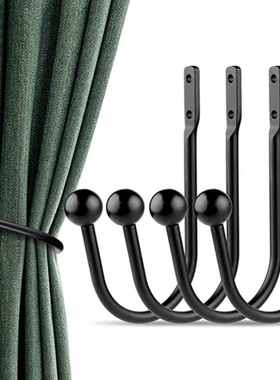 黑色SW03大弯钩1个配螺胶， 电镀挂钩 窗帘金属大弯钩 U型窗帘钩