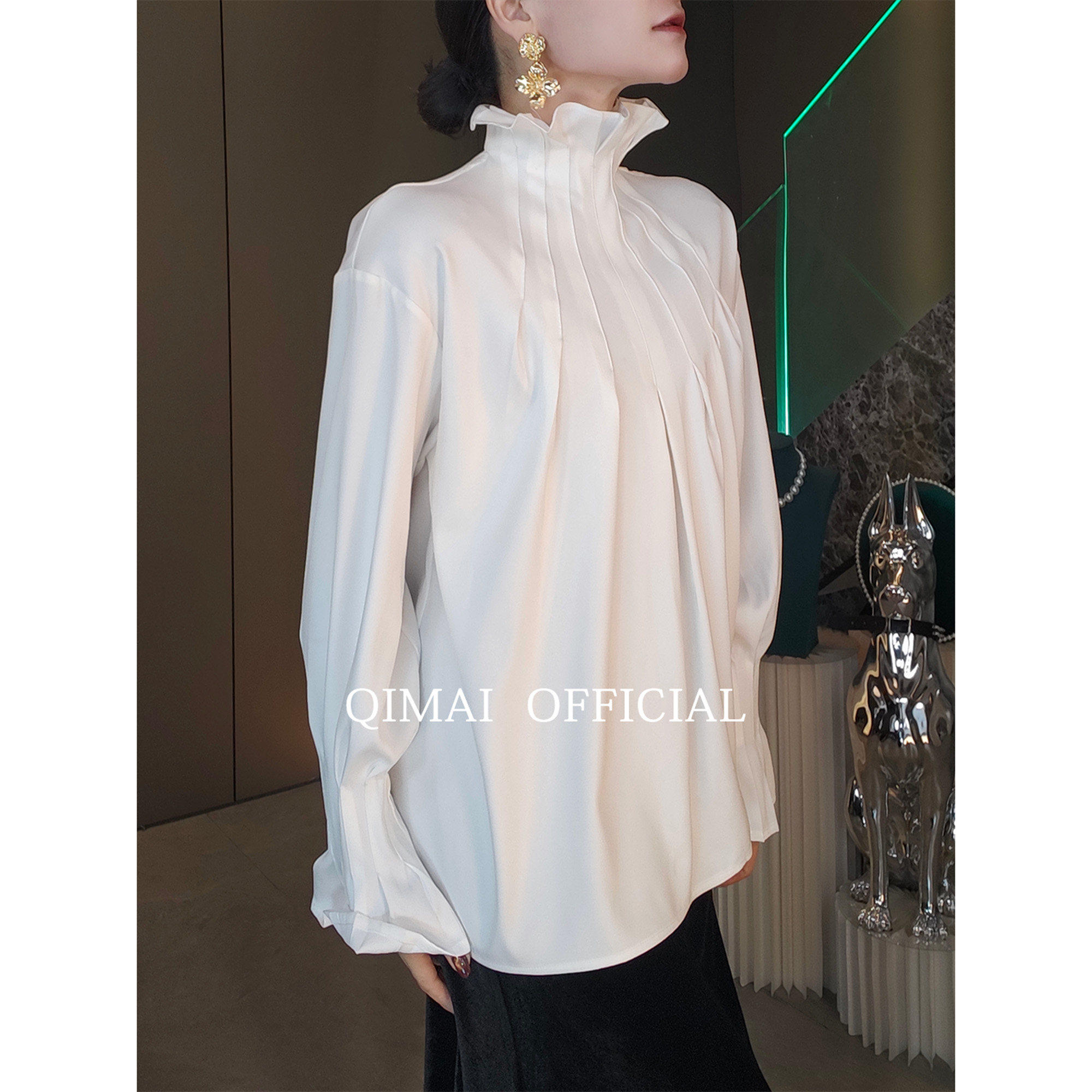 白衬衫女新款宽松时尚洋气法式轻奢绝美高端衬衣上衣花苞领设计感