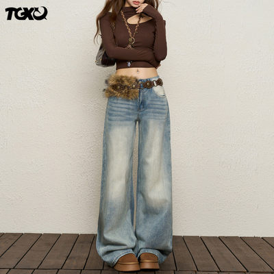 TGXQ浅蓝色牛仔裤女2026