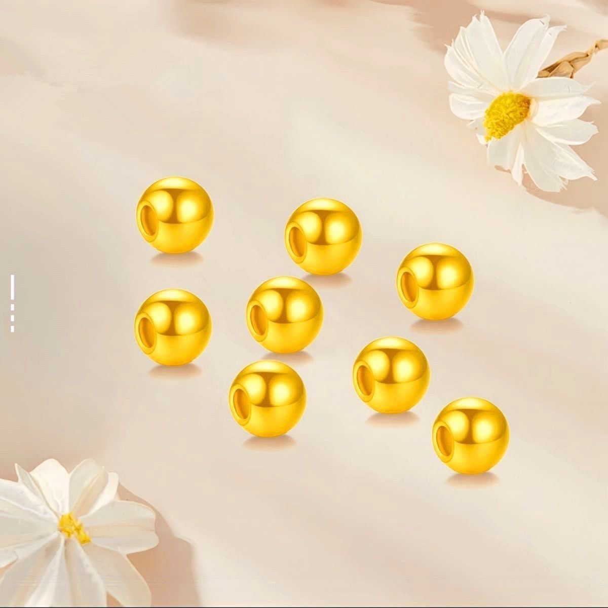 足金999黄金散珠小金珠子转运珠隔珠手串古法手链情侣款DIY配件