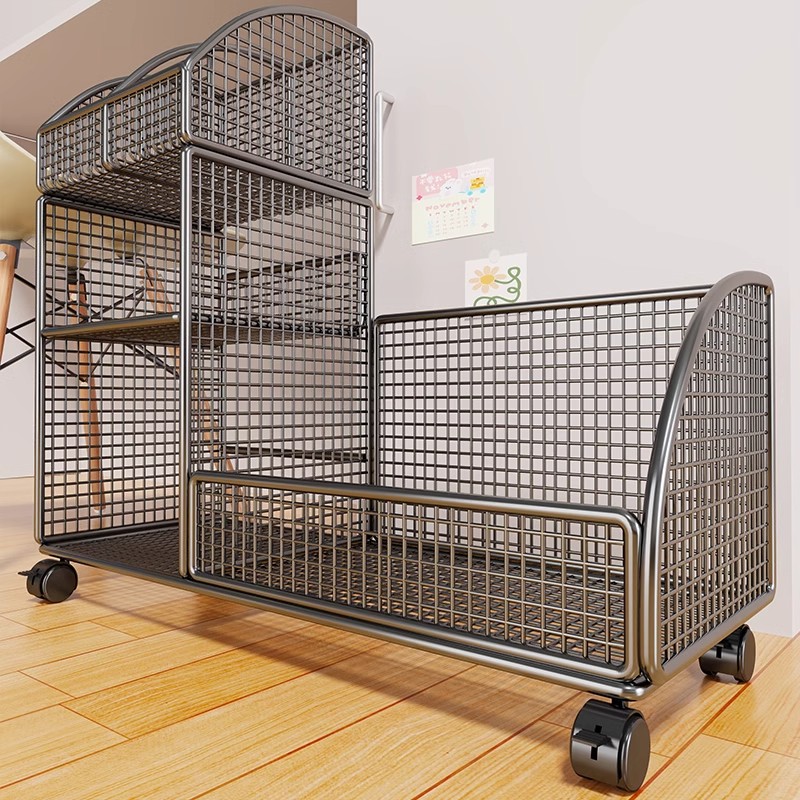 书包置物架可移动家用多层小推车落地桌底下带轮放书本收纳层架神