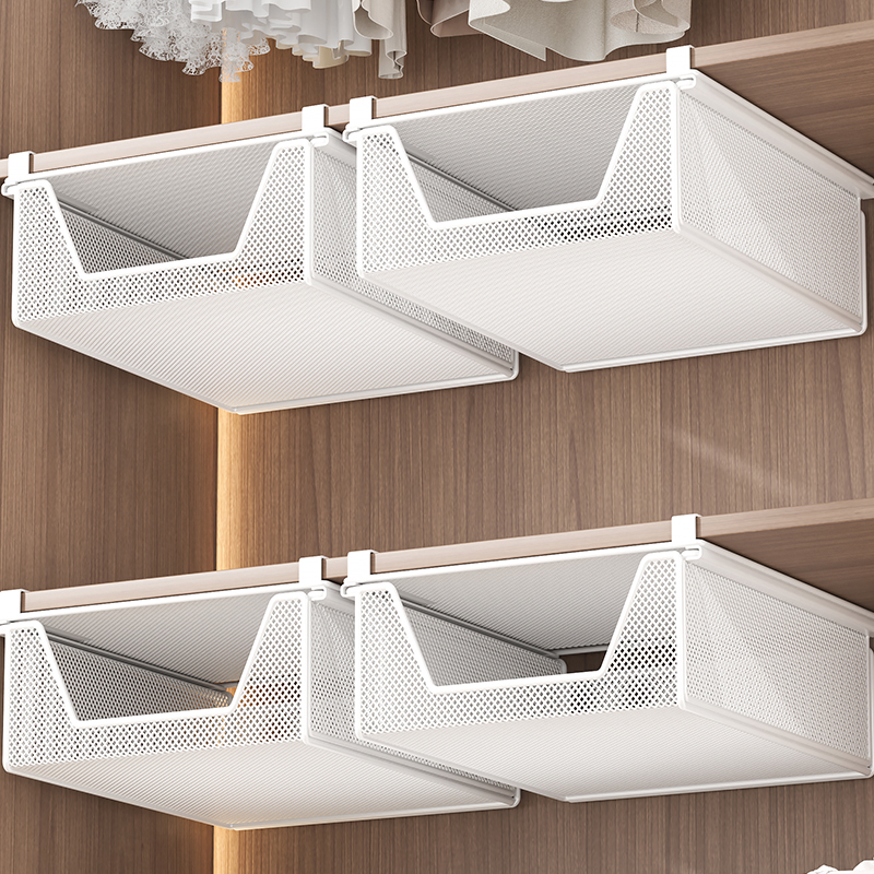 衣柜抽拉隔板抽屉式内衣置物架分层神器衣服收纳衣物下挂篮免打孔