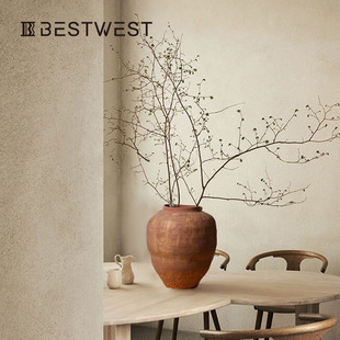 饰品花盆 砖红色粗陶复古做旧陶瓷花瓶摆件高档样板间装 Best west