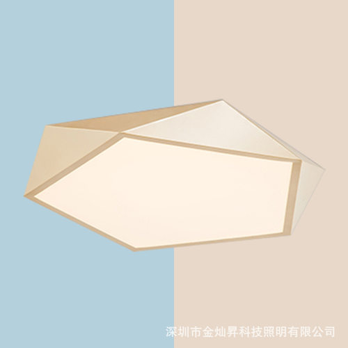 北欧现代吸顶灯简约入户卧室书房阳台金色薄五边形无极调光LED灯