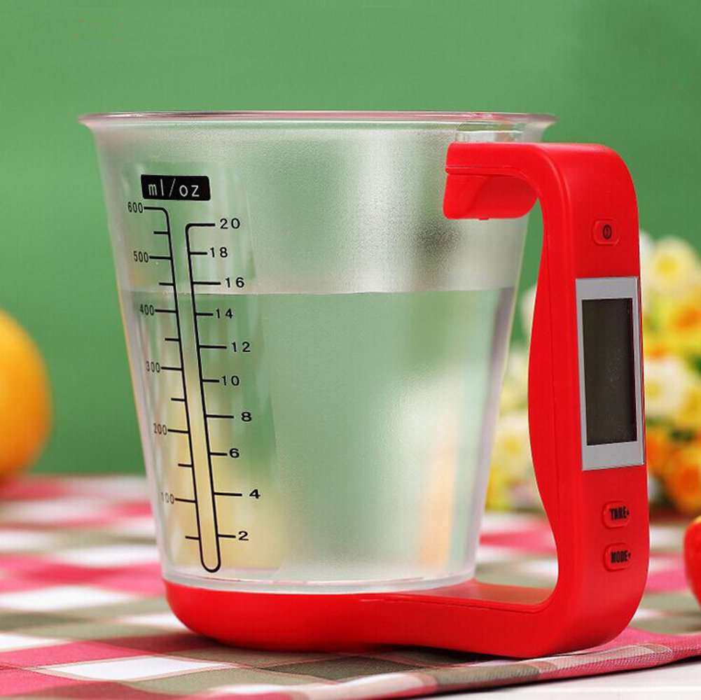 家用便携量杯电子秤 1kg厨房电子量杯厨房秤1公斤刻度 量杯秤