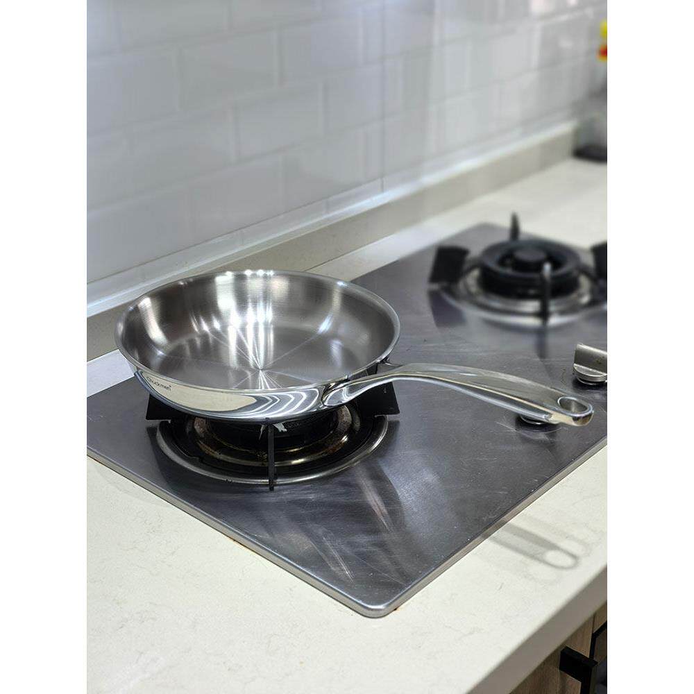 Chockmen18/10不锈钢煎锅加厚无涂层不粘锅平底锅煎牛排煎蛋24cm