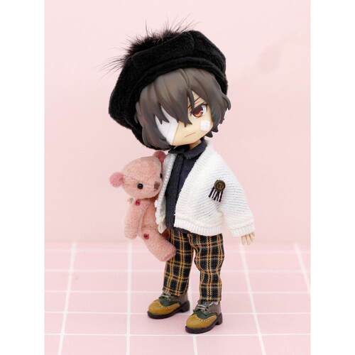 ob11mollyP9学院风针织开衫毛衣外套娃娃衣服12分bjd GSC美结猪
