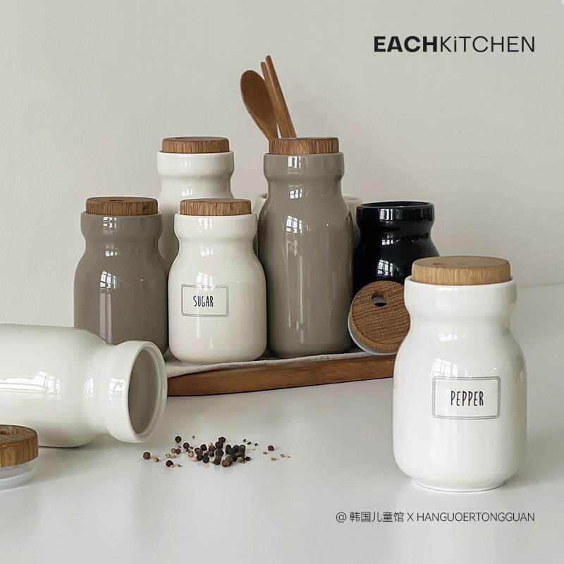 韩国进口TACKAON陶瓷调味瓶分装调味料桶固体调料收纳瓶防潮盐罐