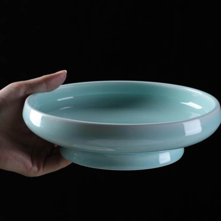 高脚汤盘盘子陶瓷菜盘家用坚果盘餐盘圆盘酒店饭店商用釉下彩餐具