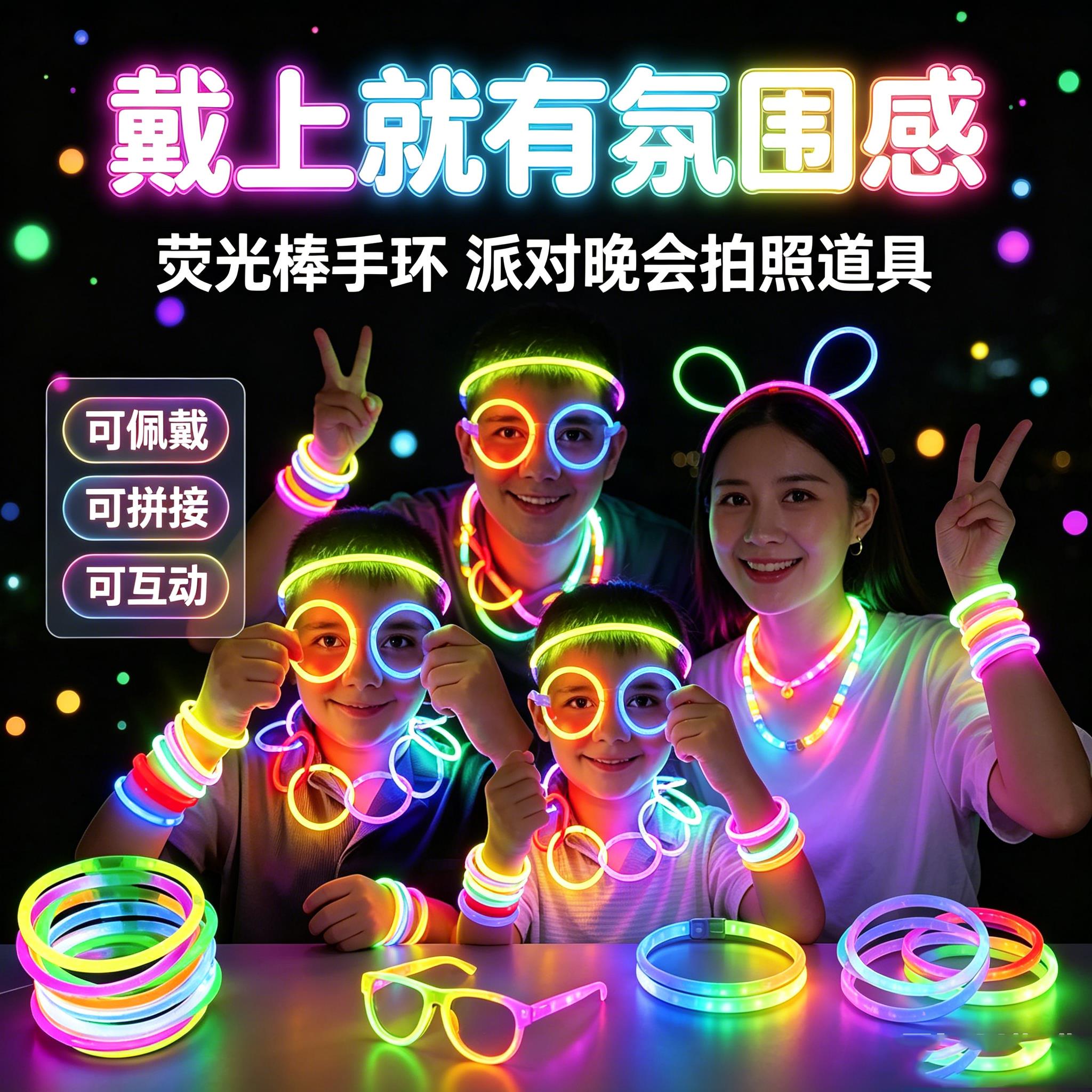 一次性荧光棒发光手镯荧光玩具演唱会荧光棒荧光手镯手环萤光棒