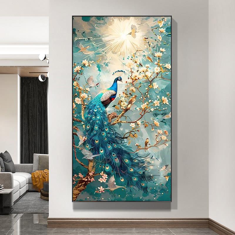 华丽孔雀钻石画满钻2026新款5d客厅玄关高级感手工粘钻贴画十字绣