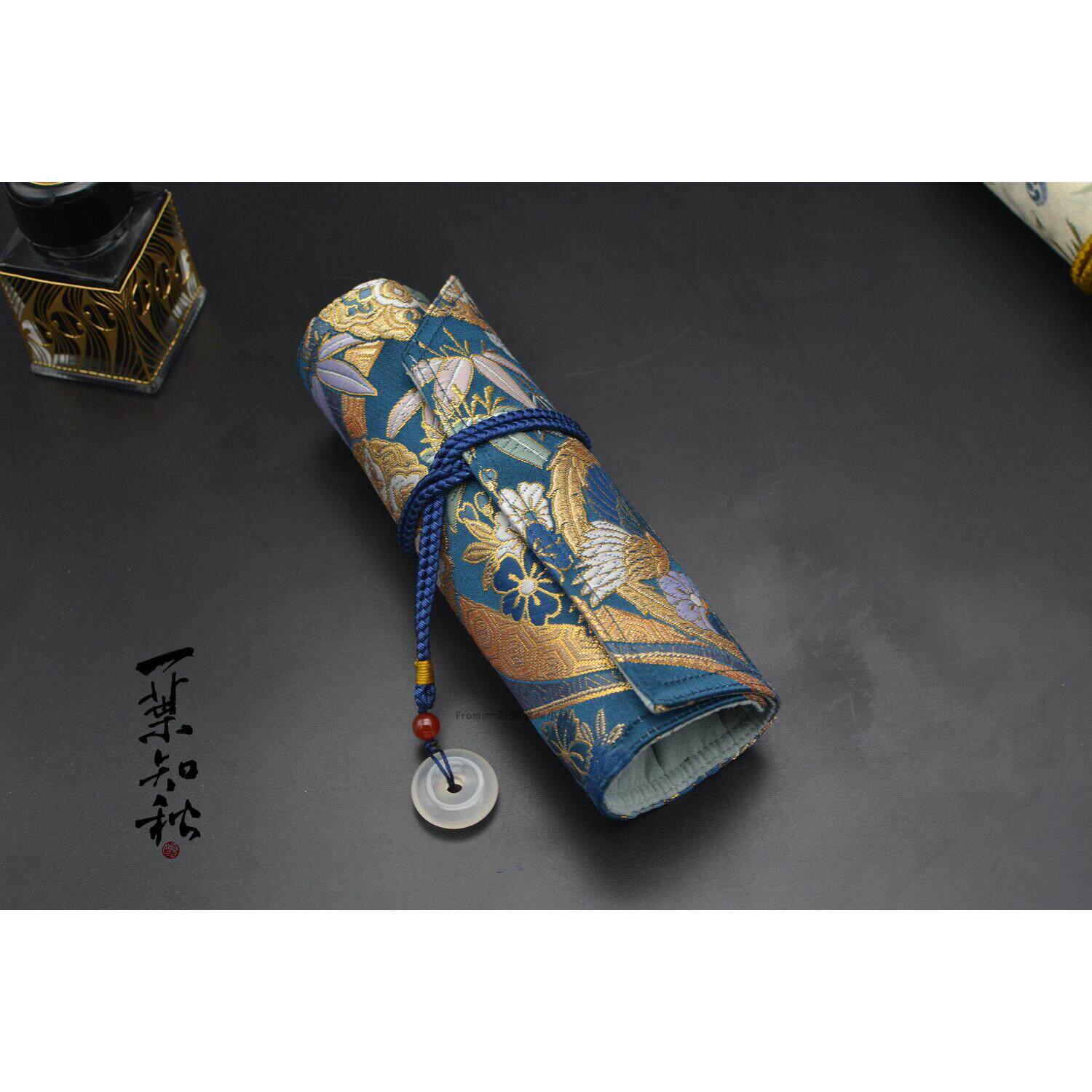 【包邮】一叶知秋手作钢笔笔帘【丹凤朝阳】西阵织日本进口面