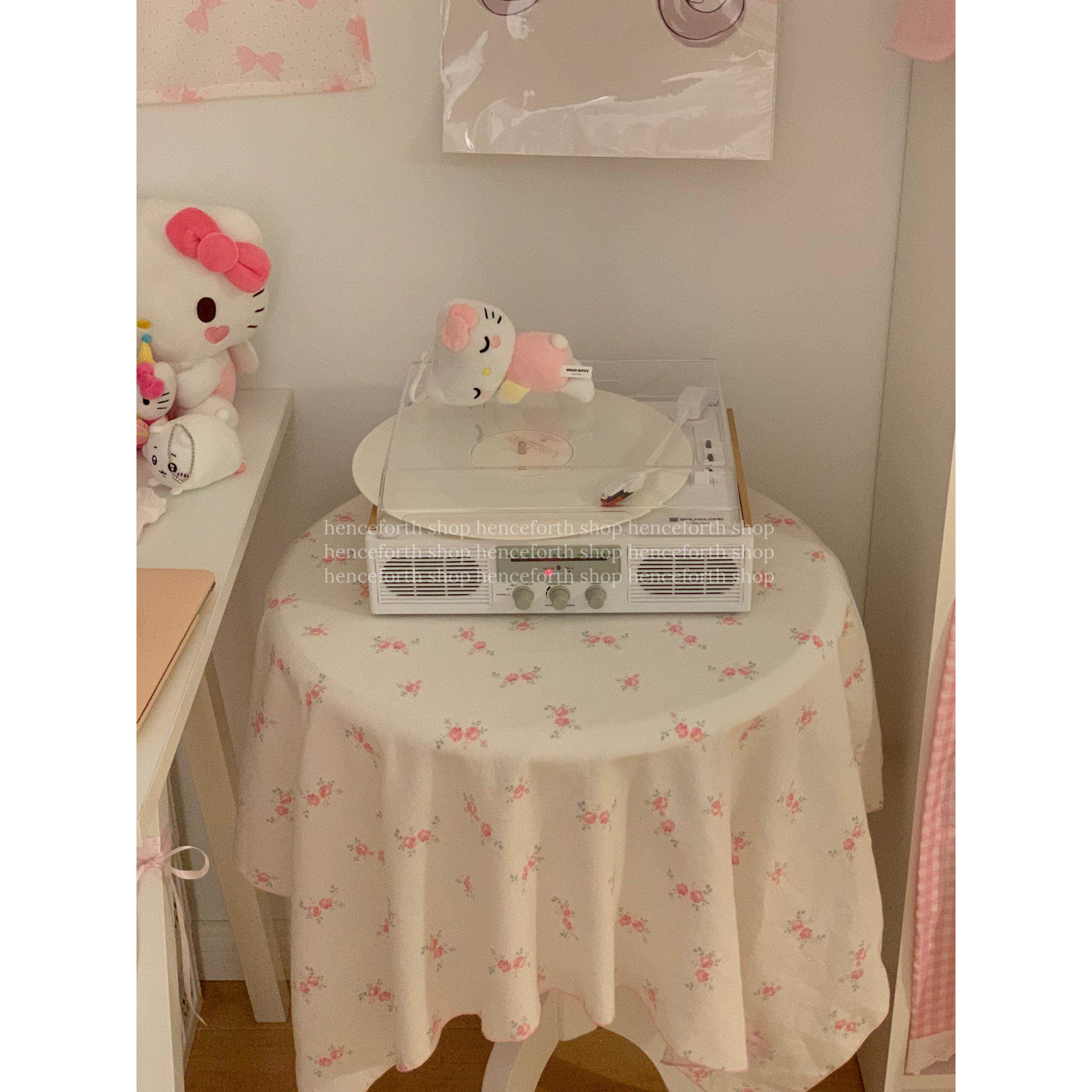 henceforth玫瑰印花桌布ins纯棉磨毛沙发盖布桌面背景布拍摄野餐