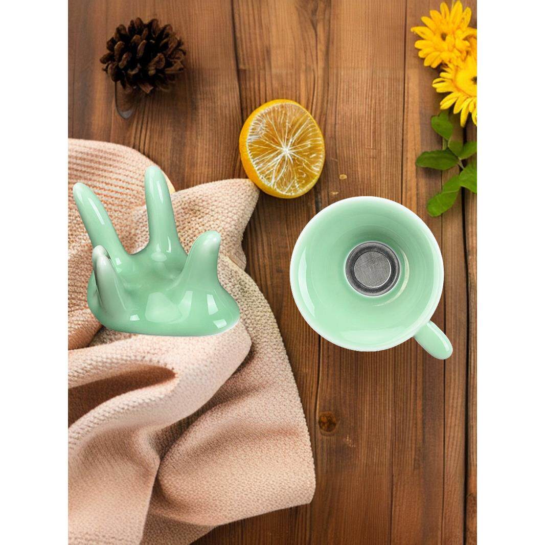 精品青瓷茶漏茶滤茶托陶瓷茶叶过滤网底托底坐泡茶器功夫茶具配件