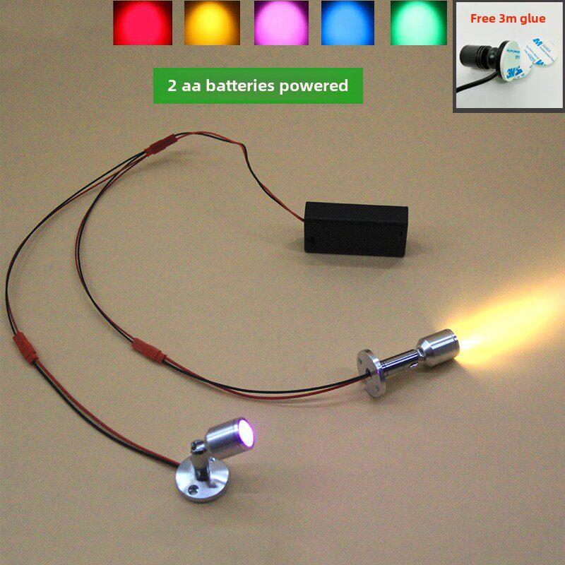 LED两节5号干电池1W小射灯3V微型迷你手办模型展柜聚光彩色展示灯