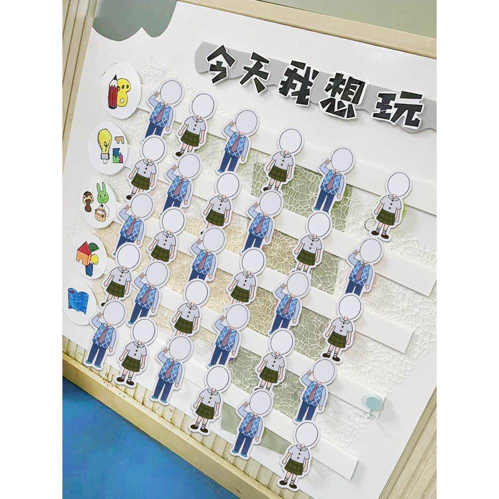 幼儿园环创材料区角区域挂牌晨检卡墙面主题班级文化头像进区卡片