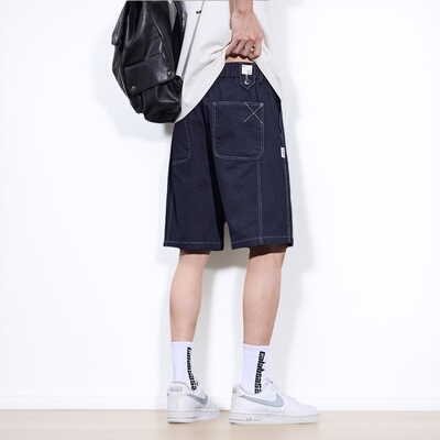 夏天新款宽松薄直筒五分牛仔短裤