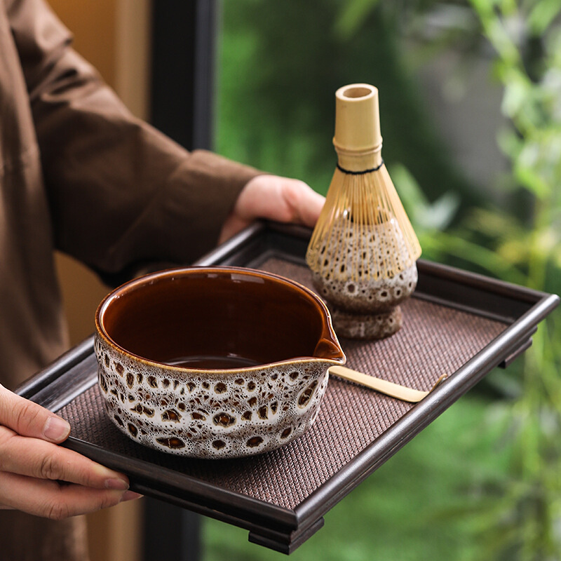 跨镜日式抹茶碗陶瓷打抹茶用套装茶筅竹子抹茶刷百本立宋代点茶道
