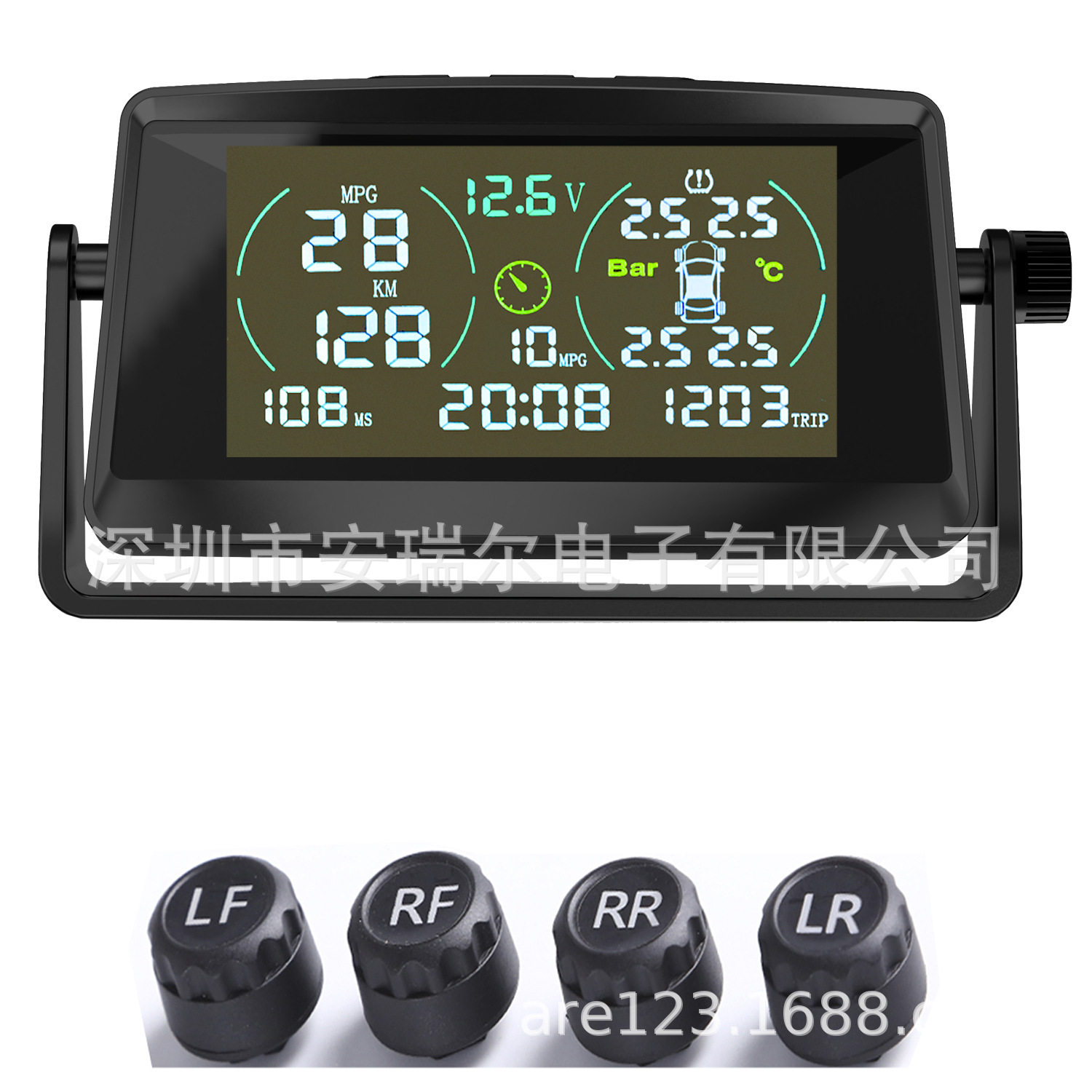 太阳能胎压监测器多功能监测车速油耗行车电脑TPMS智能