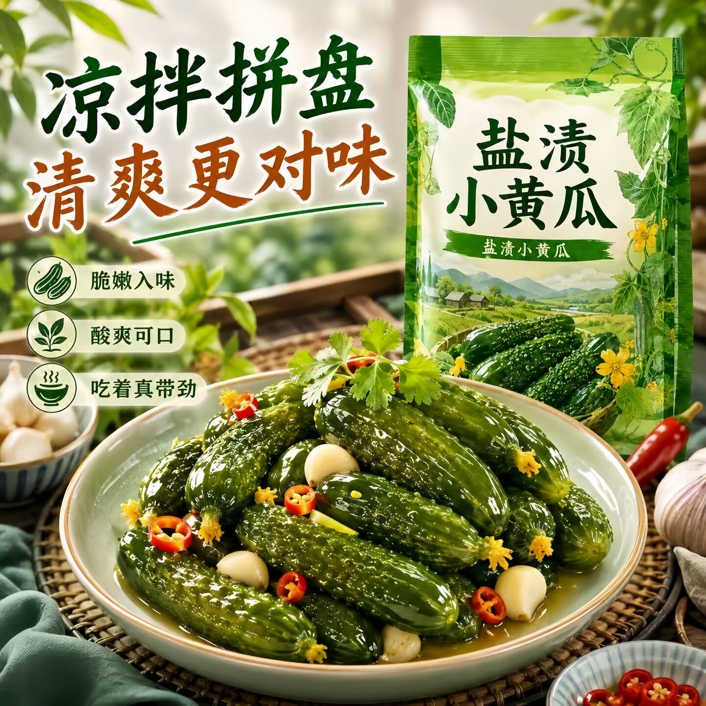 盐渍鲜黄瓜鲜渍黄瓜咸黄瓜袋装家用商用咸菜下饭黄瓜小黄瓜扭腌制
