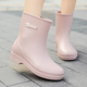 欧美ins风女士雨鞋 夏 厨房工作胶鞋 防水耐穿四季 雨靴保暖加绒雨鞋