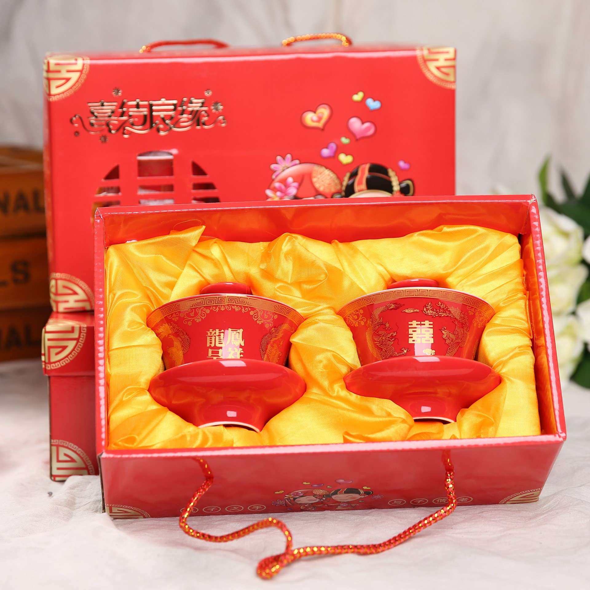 敬茶杯两对结婚中式改口喜杯盖碗套装新人一两对红色陶瓷婚礼用品,电子元器件市场,其它元器件,淘宝优惠券,粉丝福利购,淘宝优惠卷