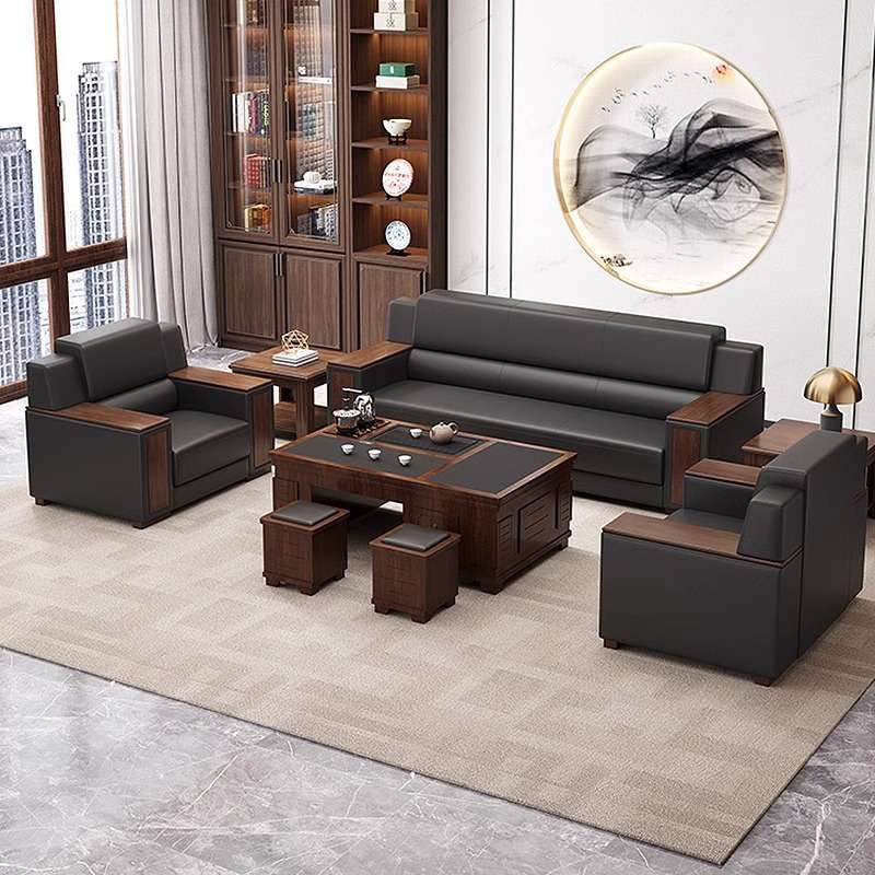 办公沙发新中式简约现代商务会客接待洽谈办公室沙发茶几组合