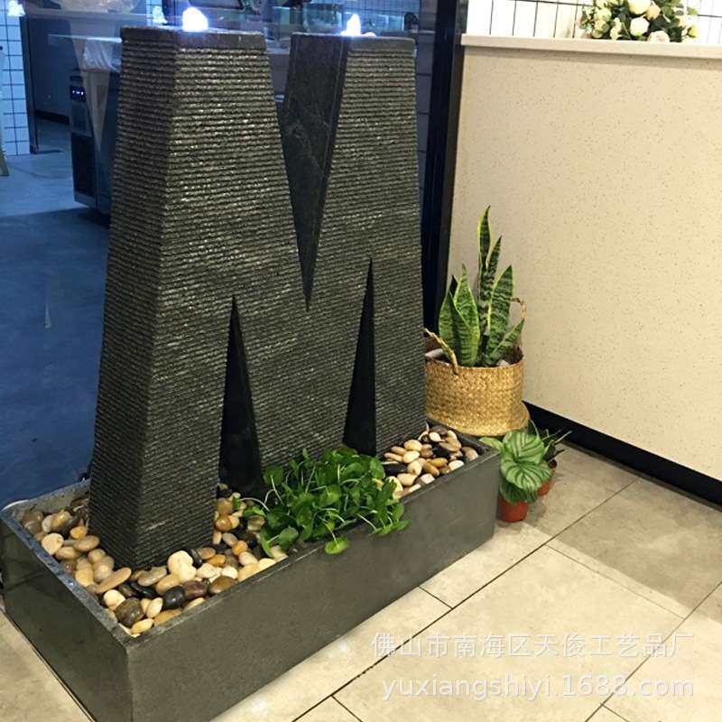 字母数字英文喷泉公司水景观假山流水喷泉鱼池创意流水摆件加湿器