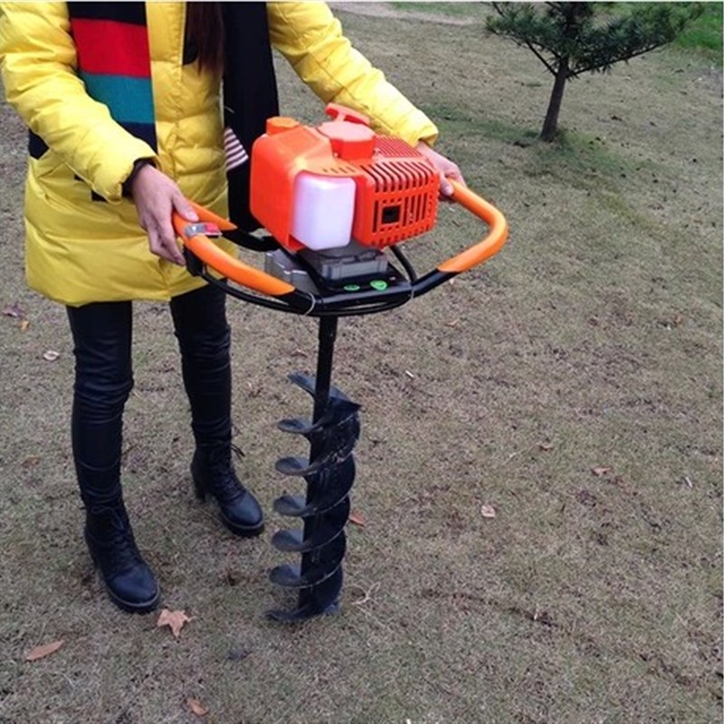地钻挖坑机汽油种植机农用打洞机钻头植树机手推式钻土孔施肥
