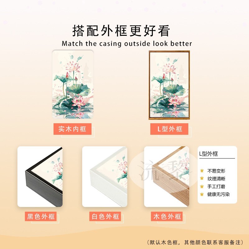 中国风高级感荷花DIY数字油彩画手工绘填充涂色丙烯客厅装饰挂画图片