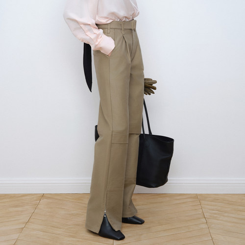 MAISON THER【25秋新款】Moleskin绒感棉质拉链修身工装裤波嬉风