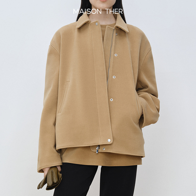 MAISON THER【25秋冬】超质感细腻针织复合重磅夹克拉链款短外套