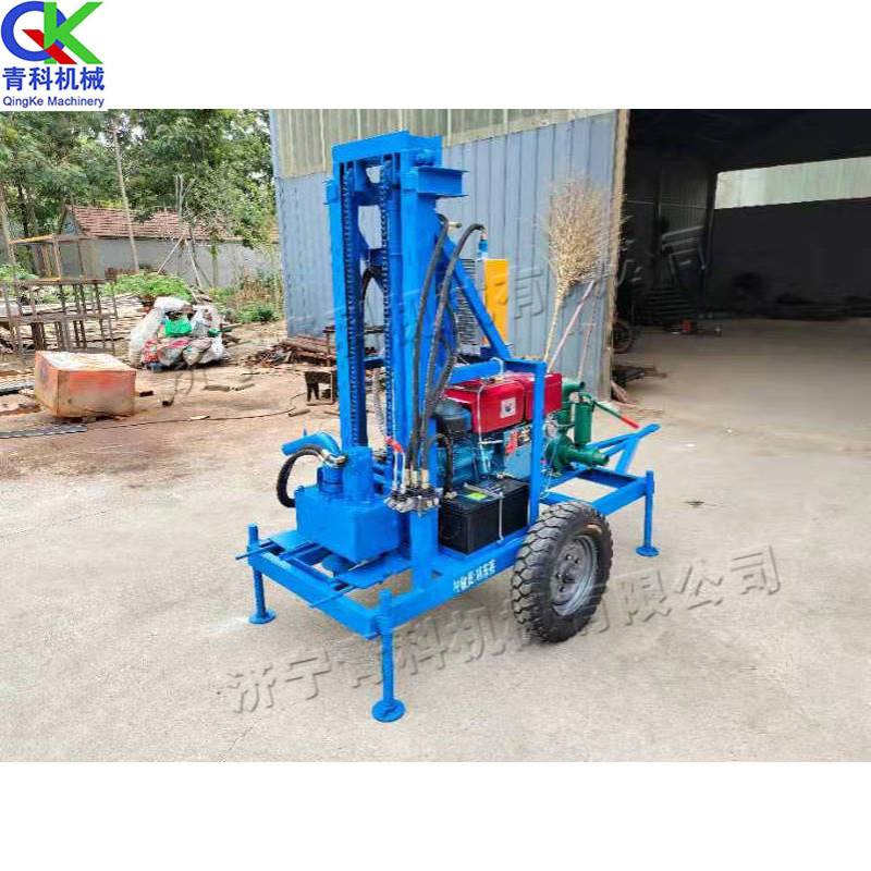 小型液压柴油打井机 家用农田灌溉钻井机 100米牵引式打孔机厂家