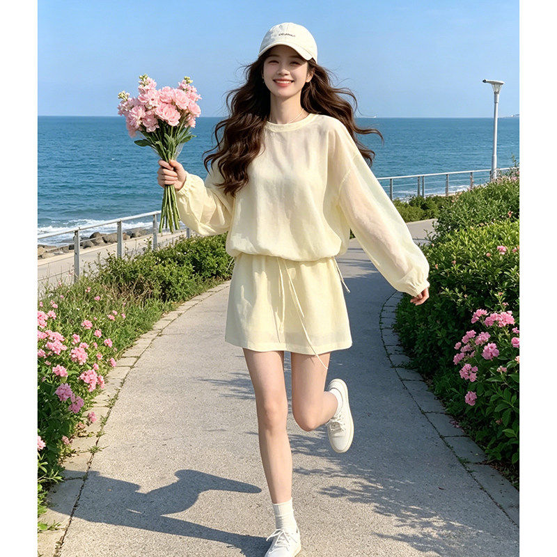 快速出门穿搭防晒运动套装高腰显瘦半身裙两件套装女2026夏季新款